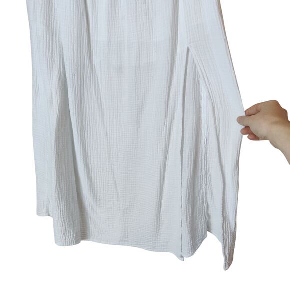 J. Crew Side Slit Soft Cotton Gauze Pull On White Midi Skirt XS Coastal - Picture 4 of 12